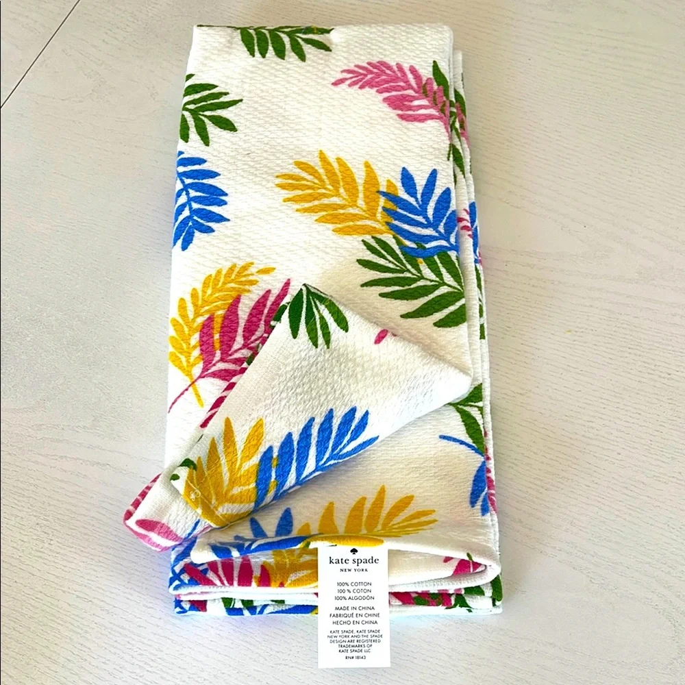 Kate Spade Multicolor Leaf Pattern Towel Set of 2